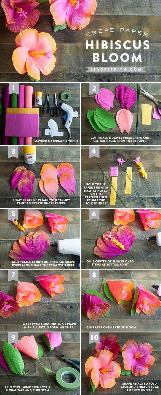 Crepe Paper Hibiscus Flower