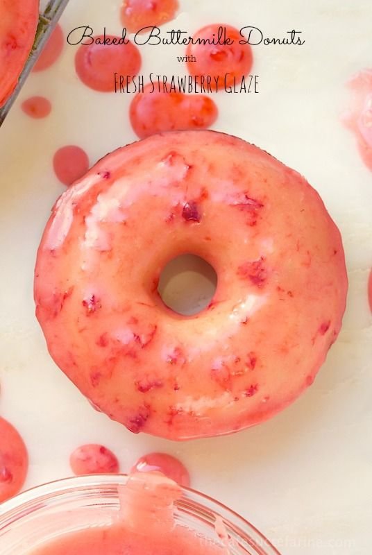 Baked Buttermilk Donuts with Fresh Strawberry Glaze