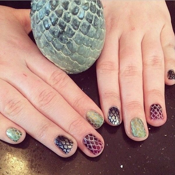 Different Colored Dragon Egg Nails