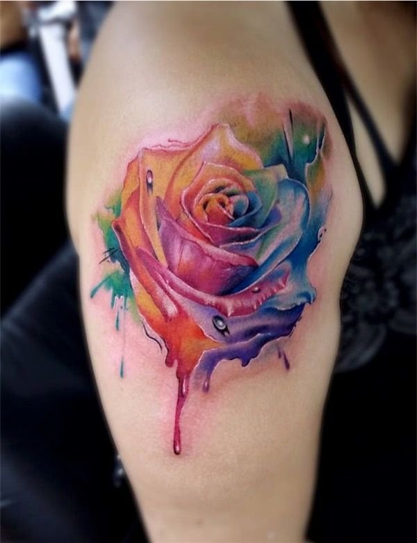 rainbow rose tattoos