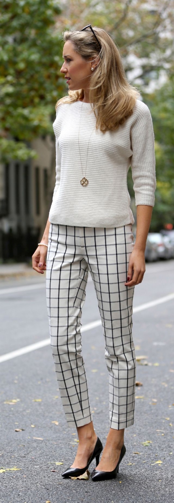 Light Sweater & Patterned Pants