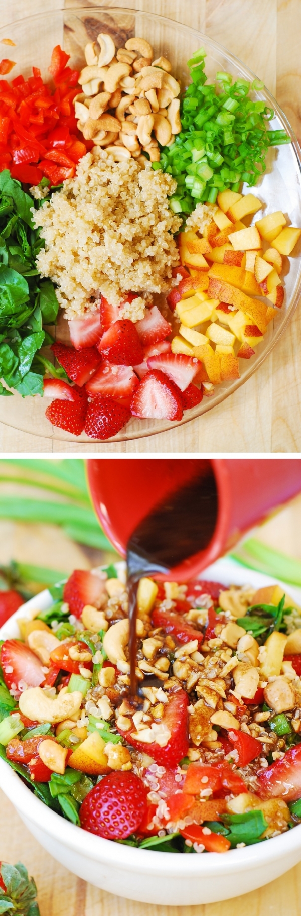 Strawberry, Quinoa, Spinach, & Cashew Salad