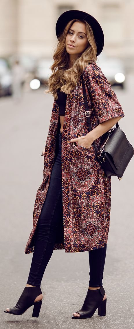 Long Kimono Jacket and Crop Top