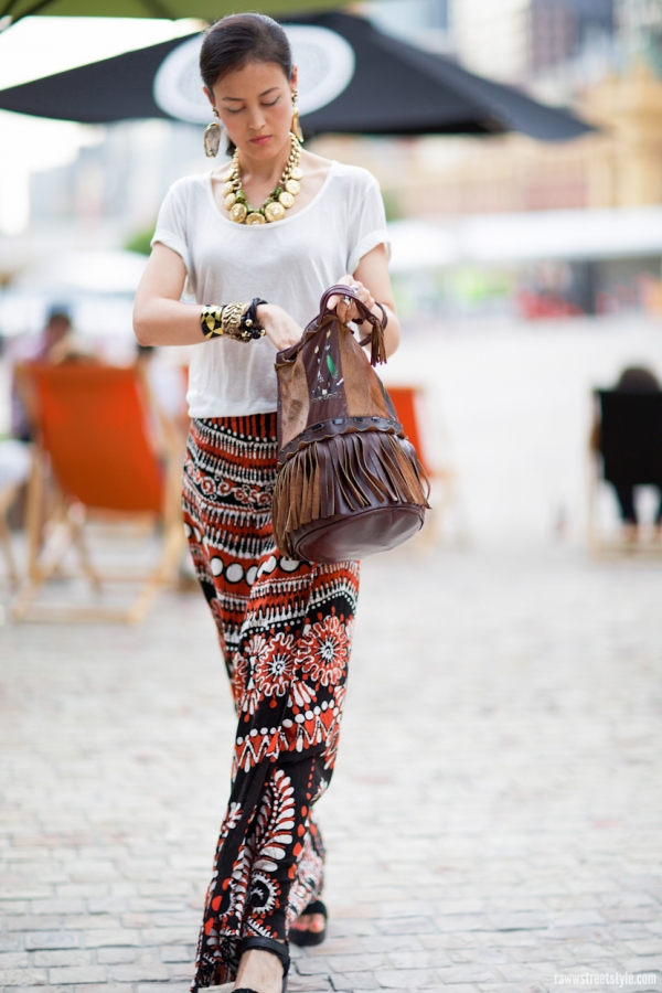 Ethnic Skirt and Chunky Jewelry