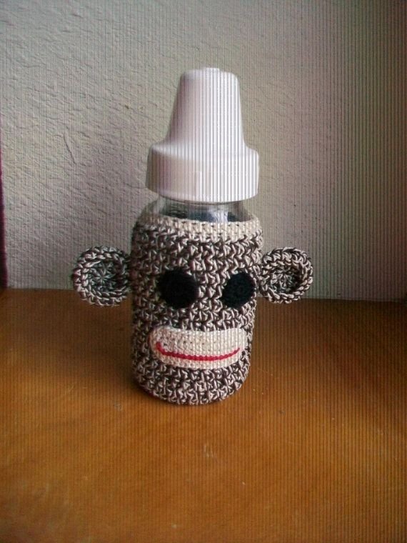 Sock Monkey Baby Bottle Cover