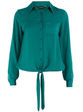 Dorothy Perkins Green Tie Front Blouse