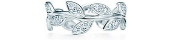 Tiffany & Co. Paloma Picasso Olive Leaf Narrow Band Ring in 18k White Gold with Diamonds