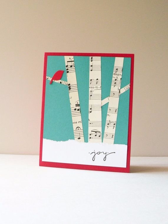 Birch Trees, Winter Forest, Red Bird