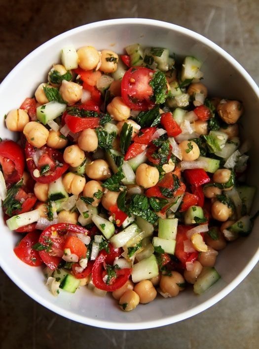 Chickpea Salad with Lemon Mint Vinaigrette