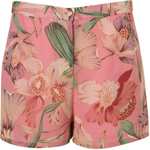 Topshop Pink Lily Print Shorts