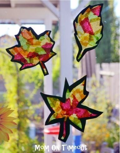 Stained Glass Fall Leaves