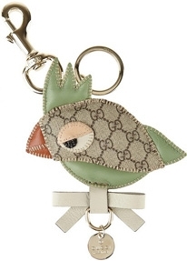 Gucci Leather and Canvas Bird Keyfob