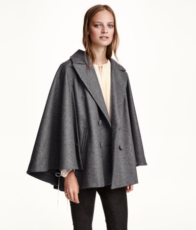 Double-Breasted Wool Cape