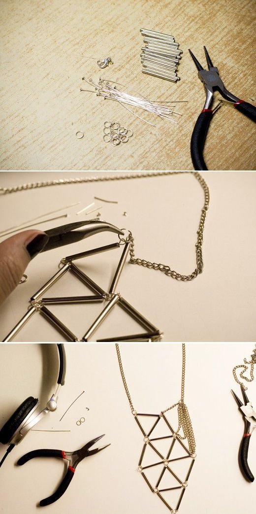 Bugle Geometric Necklace