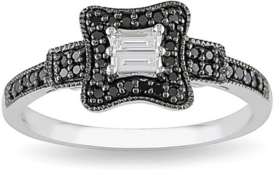 White and Black Diamond Engagement Ring