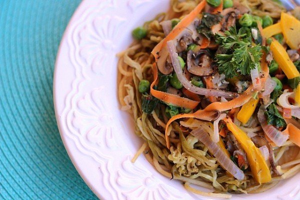 PASTA PRIMAVERA with EGGPLANT NOODLES