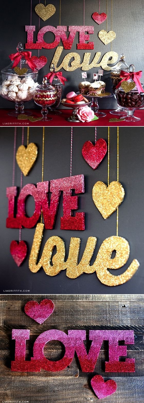 Glitter Love Banners in Gold and Ombre