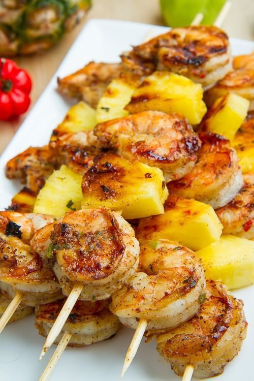 Grilled Jerk Shrimp and Pineapple Skewers