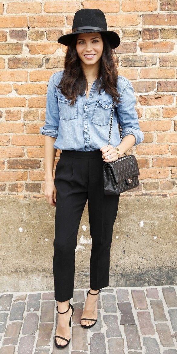 Jenna's Chambray Top + Black Pants