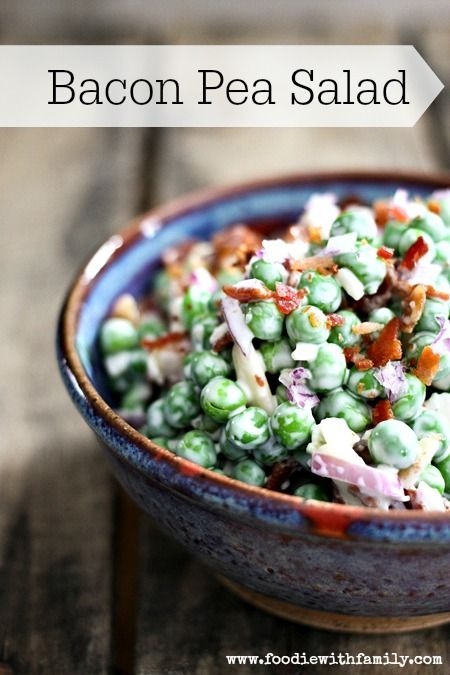 Easy Bacon Pea Salad with Cheddar Cheese