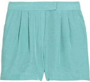 Tibi Pleat Front Silk Shorts