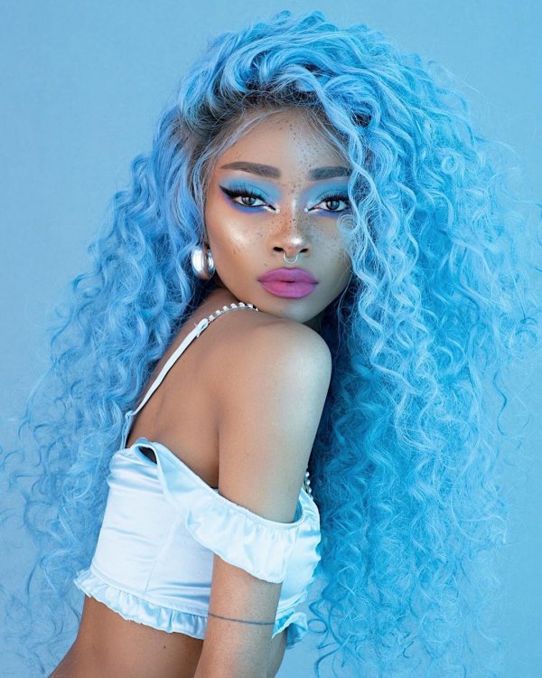 Hair, Blue, Wig, Aqua, Beauty,