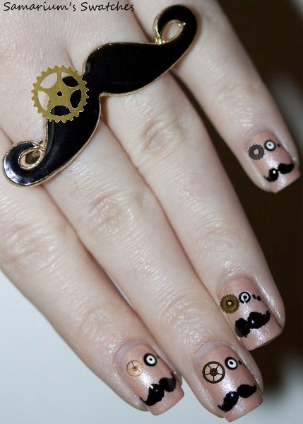 Moustache Steampunk Nails