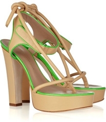 Kristopher Cane Two-Tone Leather Platform Sandals