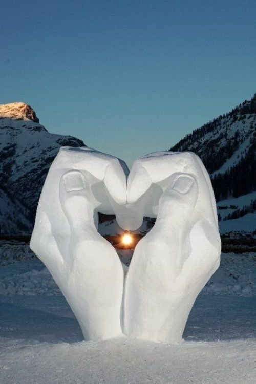 Hands at Ice and Snow Sculpture Harbin Festival in China