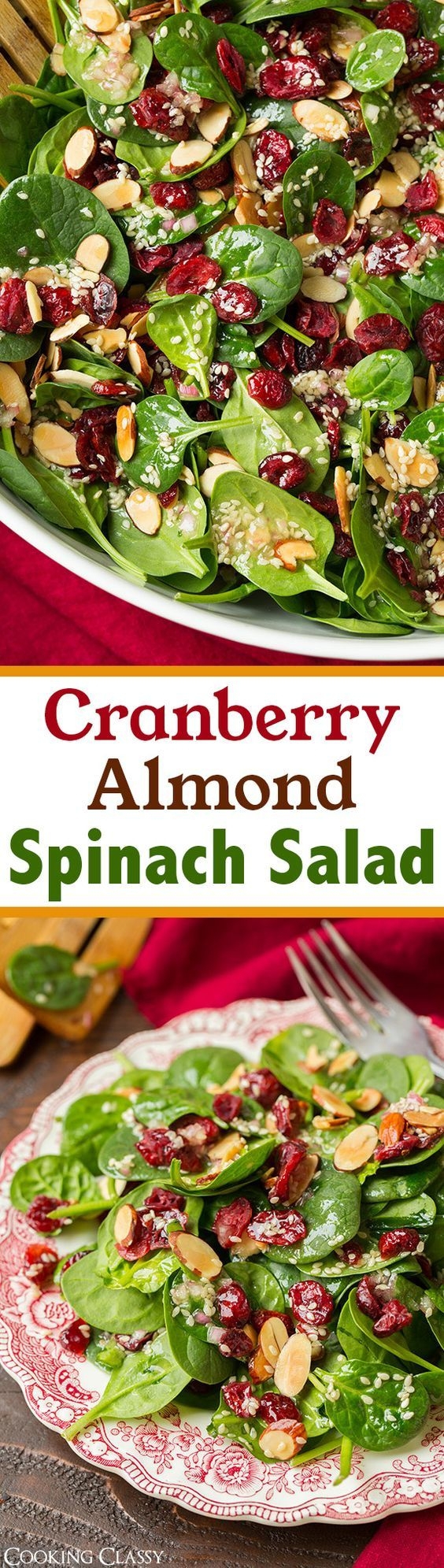 Cranberry Almond Spinach Salad