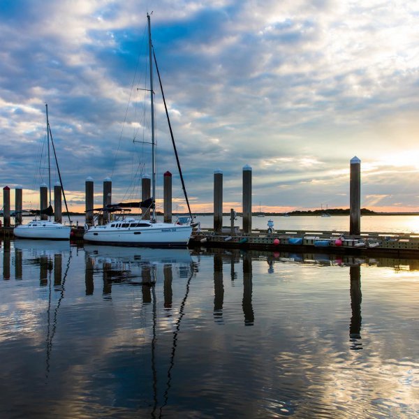 reflection, water, sky, marina, dock,