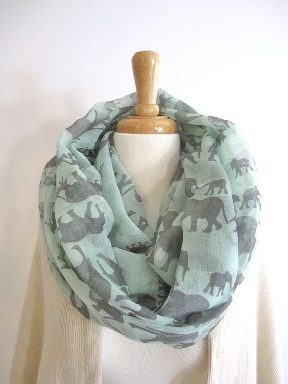 Mint Elephant Infinity Scarf