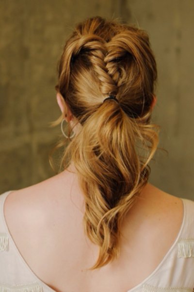 hair,hairstyle,long hair,french braid,brown hair,