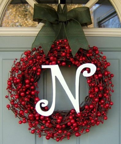 Monogram Berry Christmas Wreath