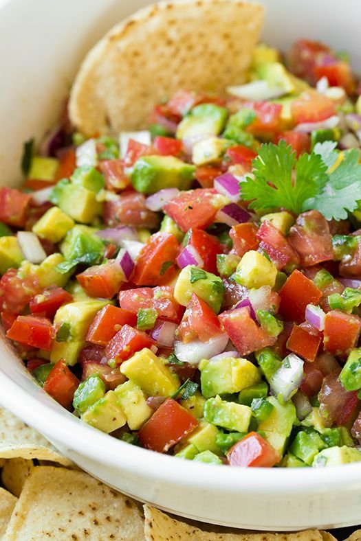 Avocado Salsa with Tortilla Triangles