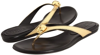 Alexander McQueen Gold Skull Flip-Flops