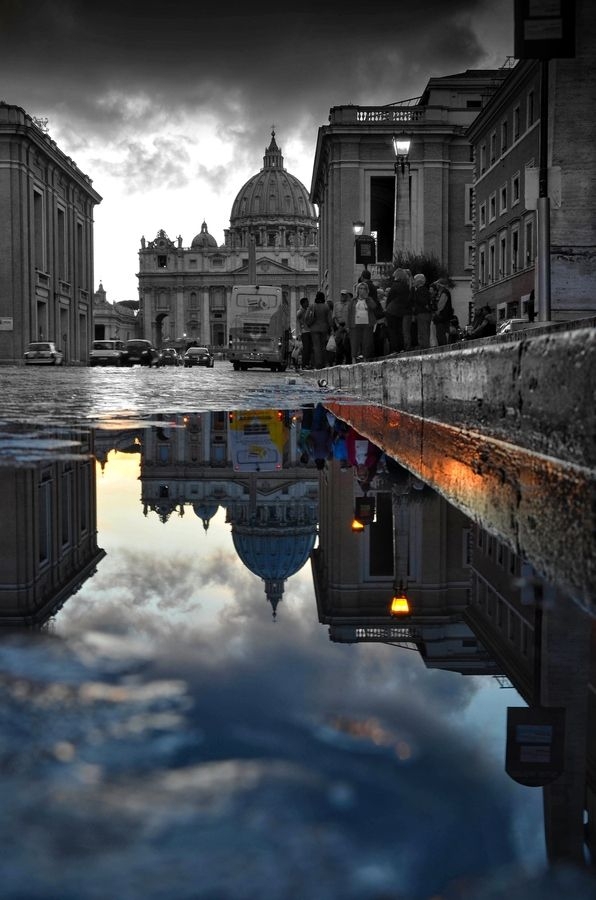 Rome Reflected in a Puddle