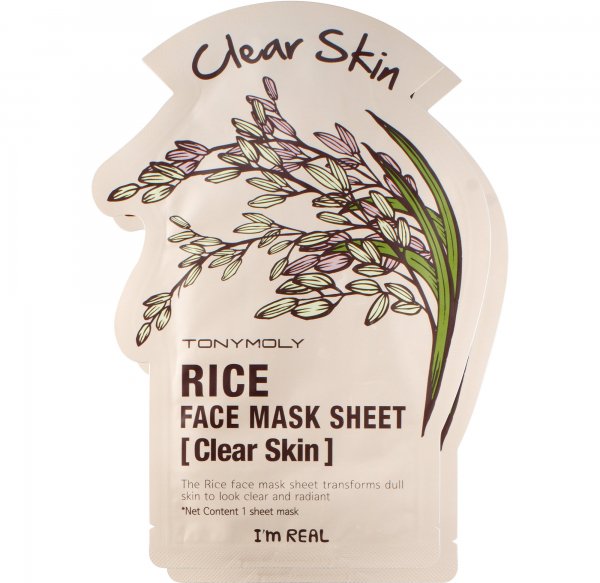 Tony Moly I'm Real - Rice Face Mask Sheet - Clear Skin