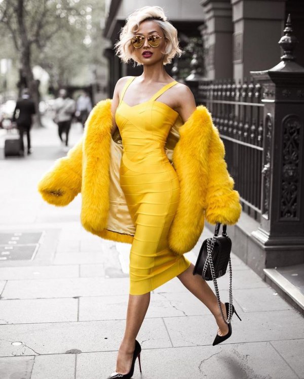 yellow, clothing, fur clothing, fur, fashion,