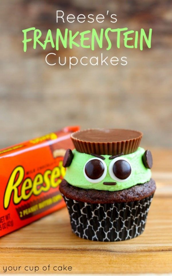 Reese's Frankenstein Cupcakes