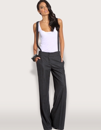 ASOS Tailored Flannel Braces Wide Leg Trouser