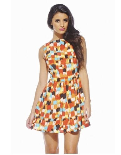 AXParis Abstract Printed Skater Dress