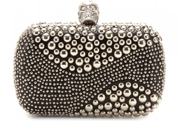 Alexander McQueen Skull Studded Leather Box Clutch