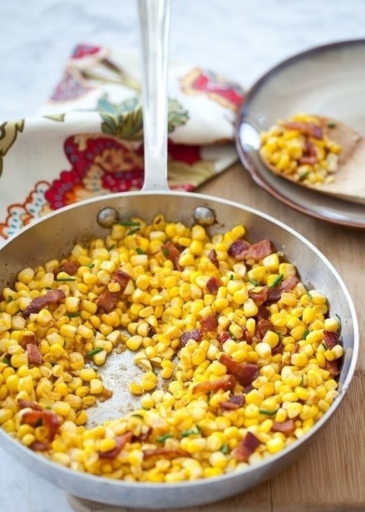 Corn with Bacon and Mushrooms