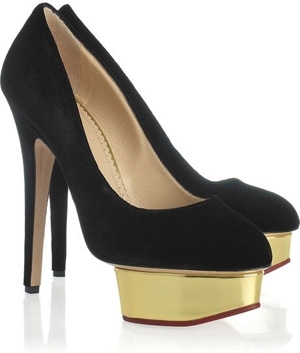 Charlotte Olympia Velvet Platform Pumps