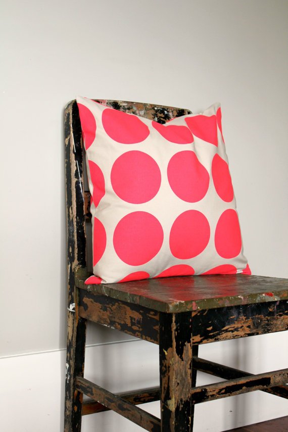 Large Bright Pink Dots Pillow Cover