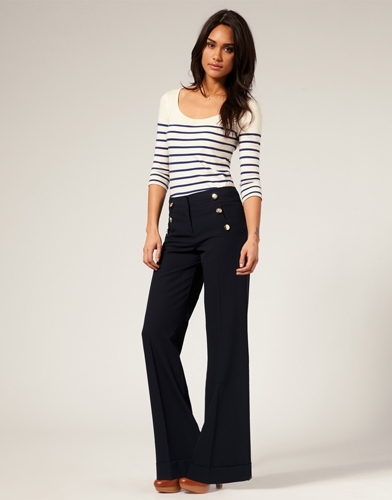 ASOS Gold Button Detail Wide Leg Pant