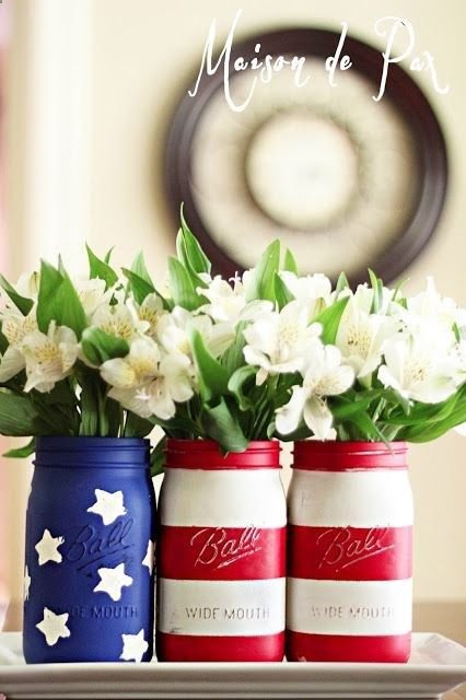 American Flag Mason Jars