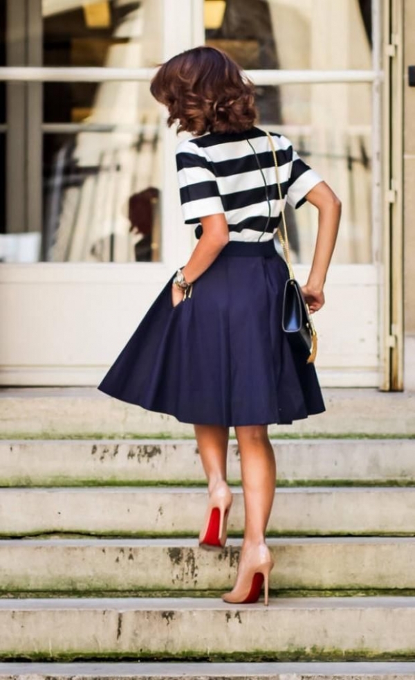 Channel Your Inner Sailor by Wearing a Navy Skirt with Stripes