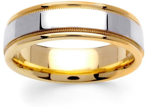 Eternal Heart Wedding Band Ring in 14K Two-Tone Gold